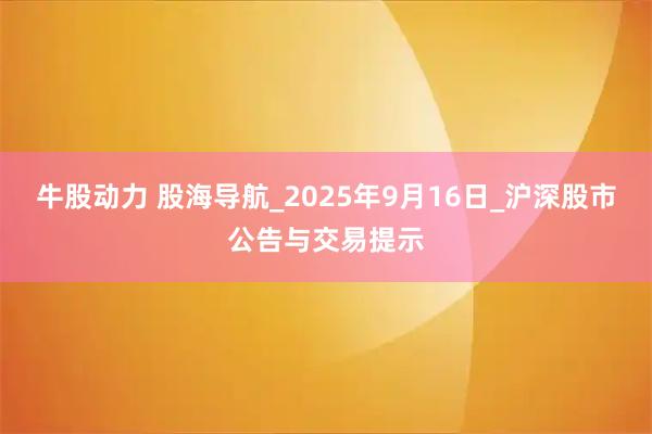 牛股动力 股海导航_2025年9月16日_沪深股市公告与交易提示