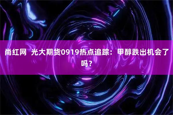 尚红网  光大期货0919热点追踪：甲醇跌出机会了吗？